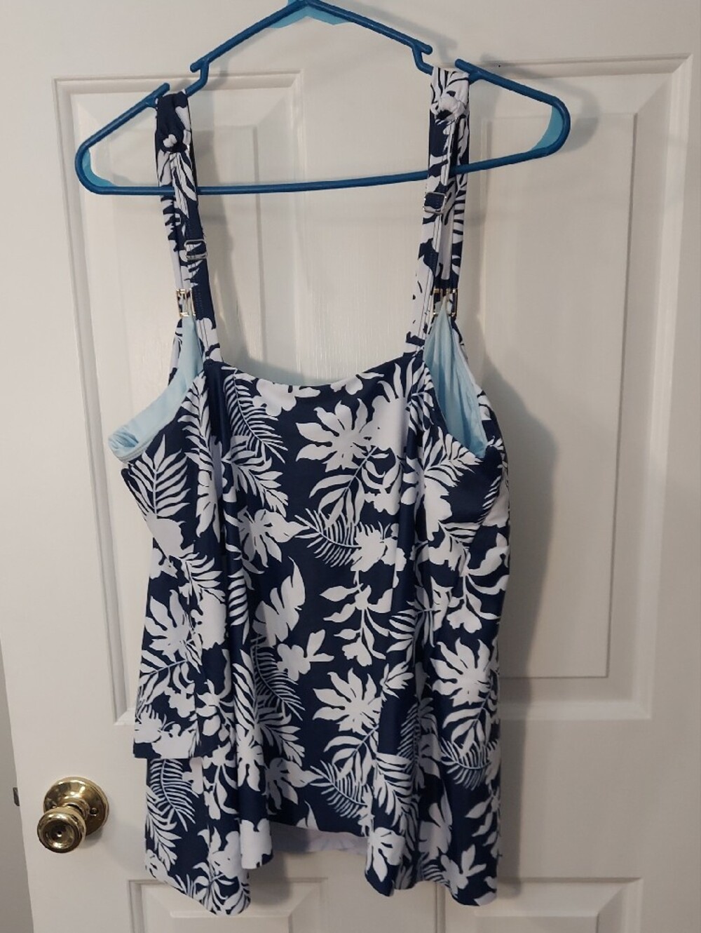 Womans Tankini Navy & White Tropical Print 2 Piece Swimsuit size XXL - Picture 3 of 6